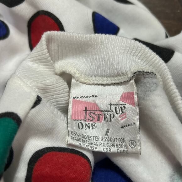 Vintage Polka Dot Crewneck Sweatshirt Medium Kidcore Clowncore Red Blue Green - Picture 2 of 4